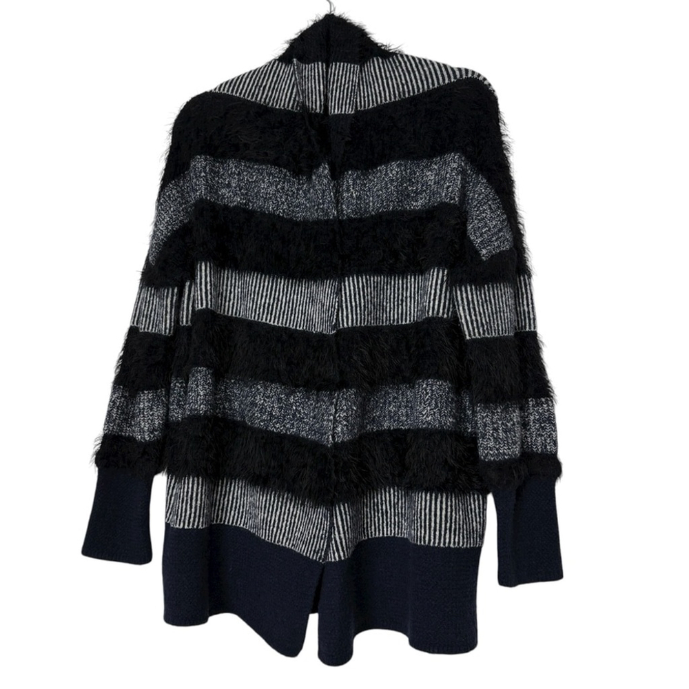Seventy Designer Fuzzy Sweater Knit Black Wool Blend Size 44 M
